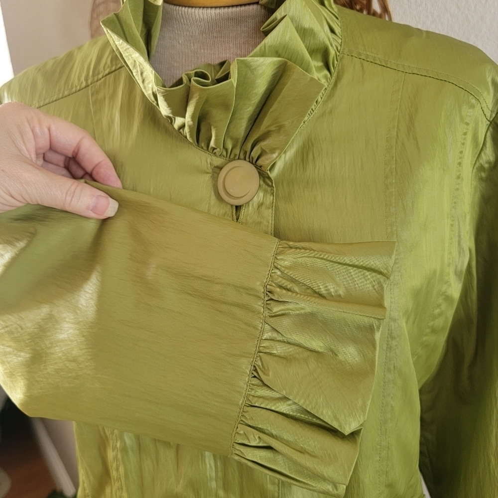 Flair Ruffle Neck Lightweight Jacket Business Casual Sz L - Picture 3 of 6